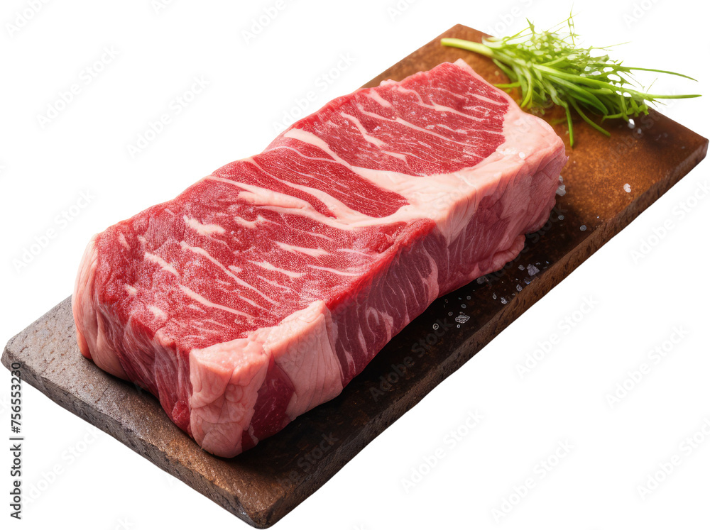 A large piece of meat with a lot of marbling A large piece of meat with a lot of marbling