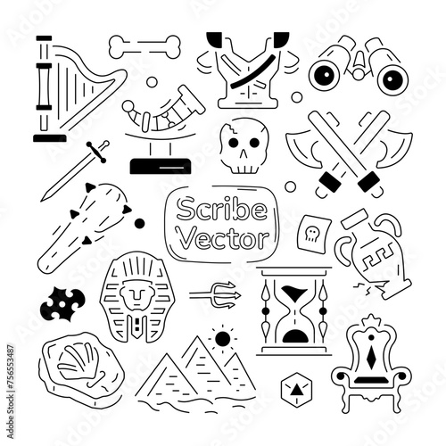 A linear vector depicting various elements of medieval history 