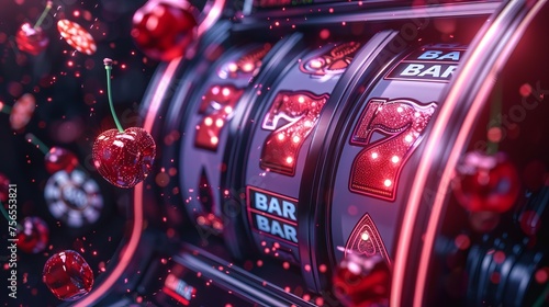 Slot machine wins the jackpot. Online casino concept