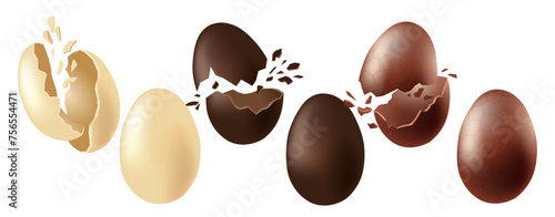 White Dark And Milk Chocolate Egg Decorations Vector © James Thew