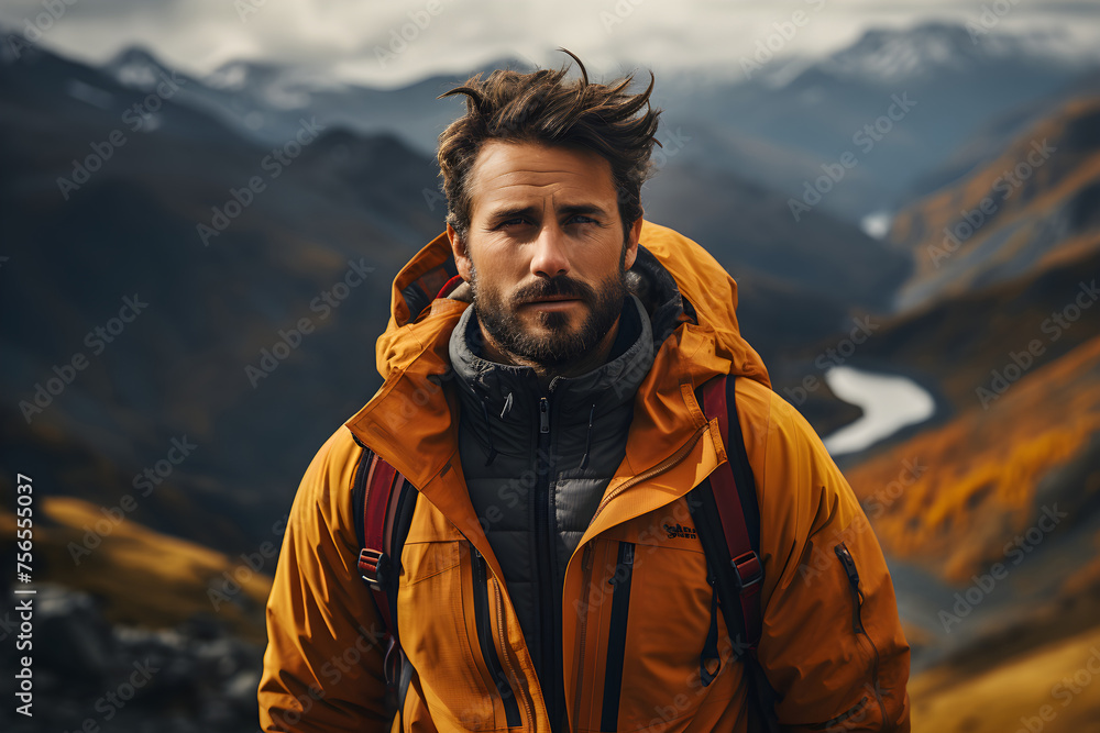 Man standing at mountain viewpoint while mountaineering