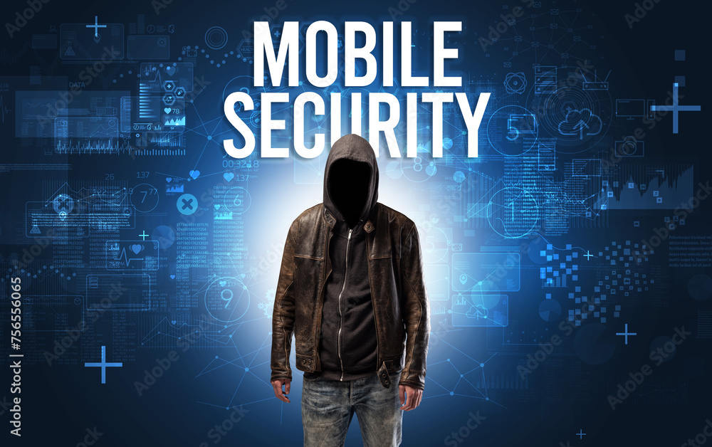Faceless man with online security concept Faceless man with online security concept