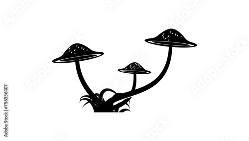 mushrooms emblem, black isolated silhouette