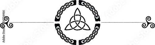 Grunge Celtic Header with Knot Circle, Triquetra, Triskele