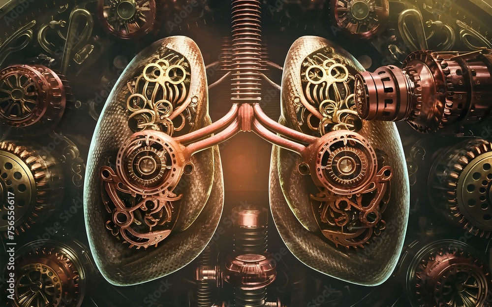 A steampunk-inspired depiction of the respiratory system