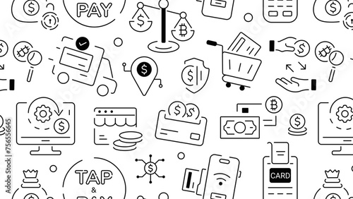 Linear pattern showing the key concepts of payment methods 