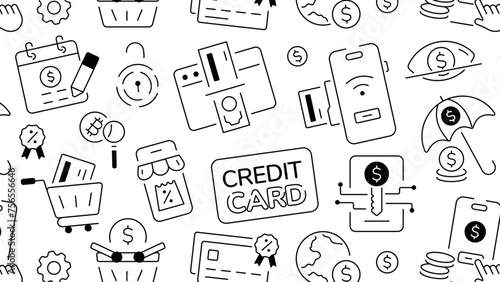 A linear pattern encompassing key components of credit card and other transaction solutions 