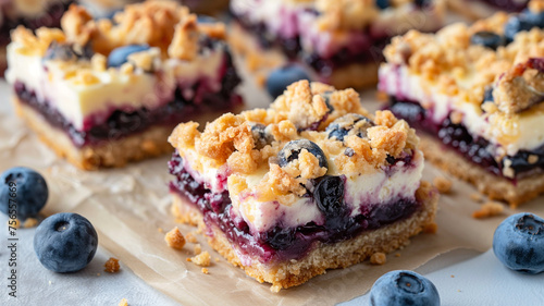 Blueberry Crumble Cheesecake Bars