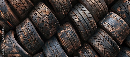 stacked car tires ready for sale
