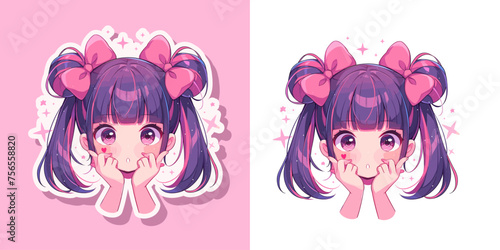 Young girl anime style character vector illustration design. Manga Anime girl Cartoon. face young girl anime style character vector illustration design. girl anime female manga cartoon