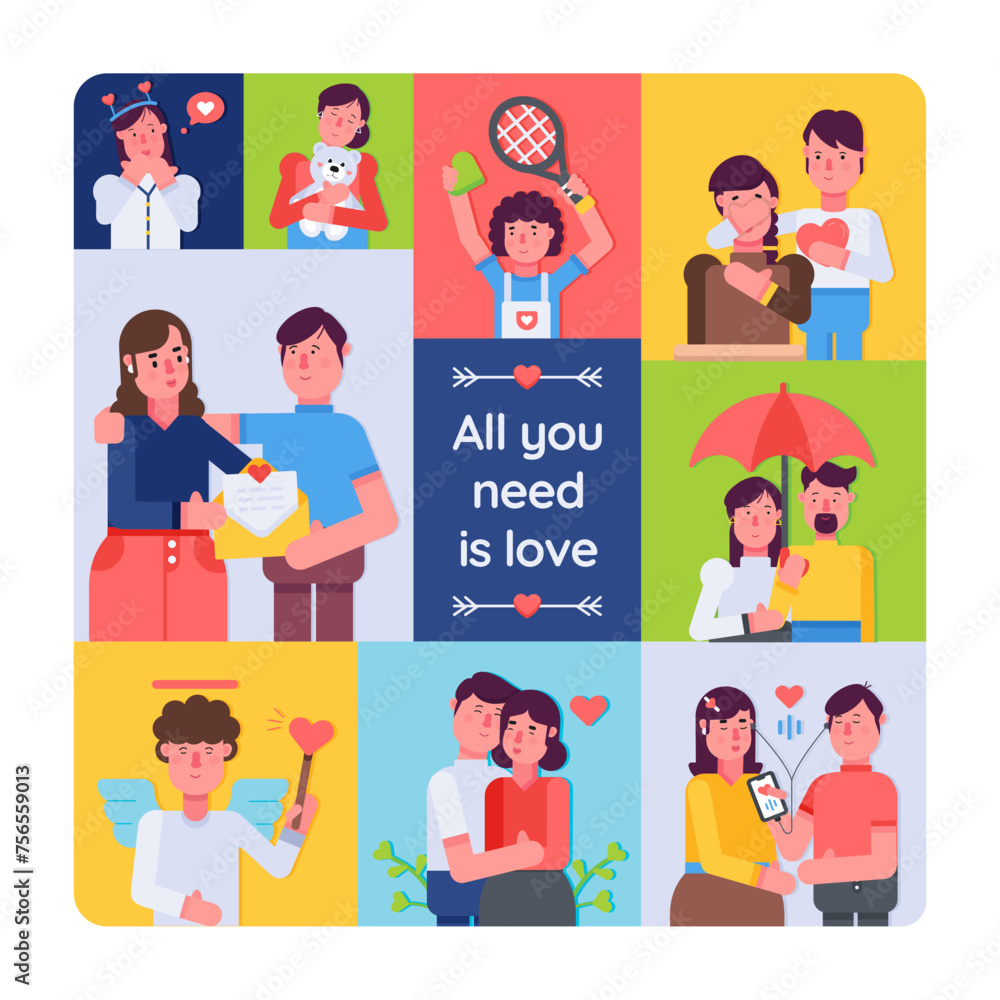 A valentine day vector showcasing lovely couples and joyous moments 