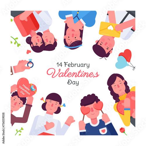 A typographic vector encompassing lovely couples and 14 february celebration 