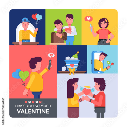 Happy valentines day vector with typographic text and lovely gestures 