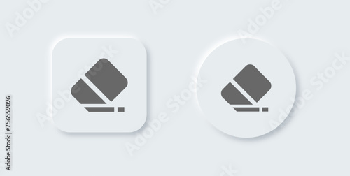 Eraser solid icon in neomorphic design style. Wipe out signs vector illustration.