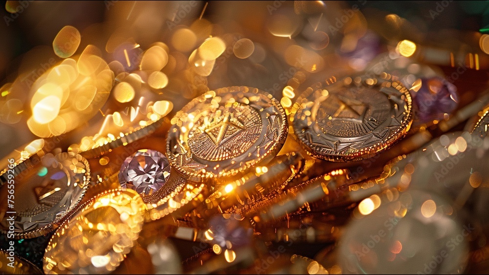 Gold Coin Hoard Luxurious Wealth Money Finance Markets Stocks Financial Treasure Trove