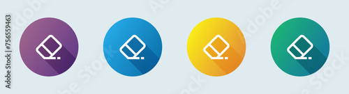 Eraser line icon in flat design style. Wipe out signs vector illustration.