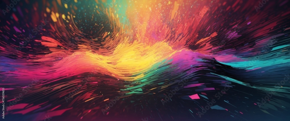 Abstract bright fluid neon digital background. Colorful dynamic wallpapers. It can be used for business, AI technologies, education, science, presentations, projects, banners, etc. - obrazy, fototapety, plakaty 