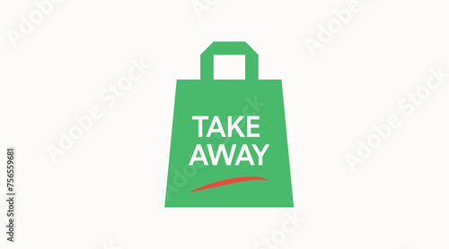 Take Away Bag Icon. Vector isolated flat illustration of a paper take away bag