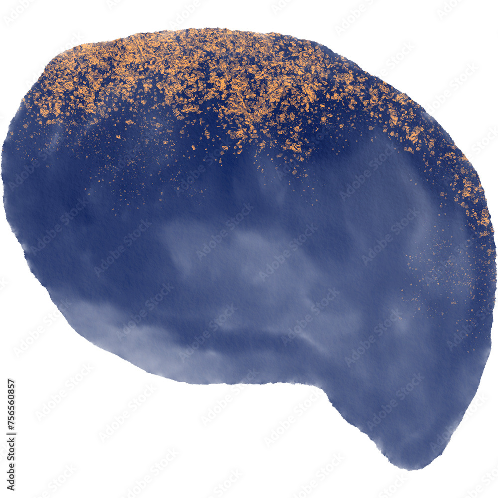 Fototapeta premium abstract blue watercolor paper texture blobs overlays aesthetic shape with splash gold