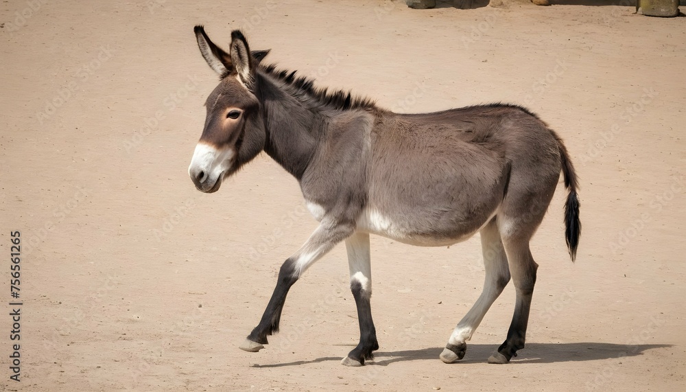A Donkey With Its Tail Held High Trotting Proudly