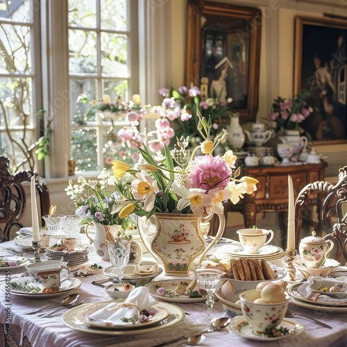 Easter Morning Elegance: A Table Set to Perfection for a Festive Spring Breakfast