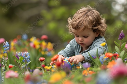 A Child's Pure Happiness Unveiled as They Unearth a Hidden Easter Treasure Among Flowers