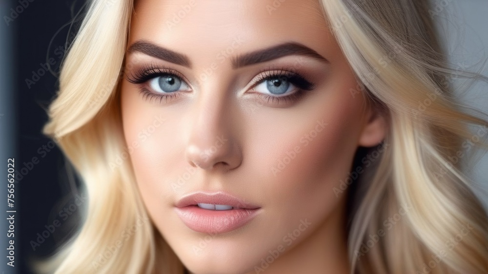 Very beautiful blonde girl with blue eyes, clean skin, well-groomed hair
Very beautiful blonde girl with blue eyes, clean skin, well-groomed hair