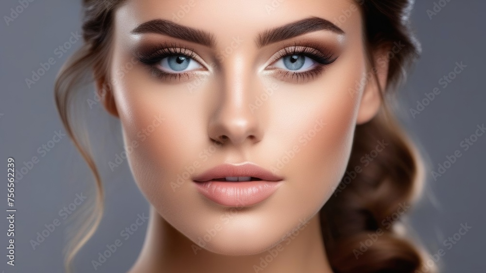 Very beautiful girl with dark hair, brunette with blue eyes, clean skin, well-groomed hair
Very beautiful girl with dark hair, brunette with blue eyes, clean skin, well-groomed hair