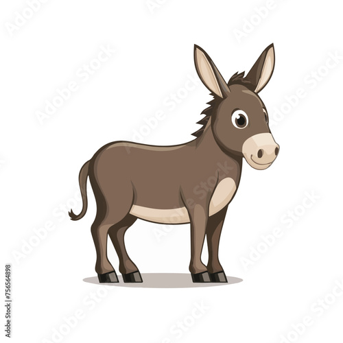Cute cartoon donkey. Funny vector animals illustration.