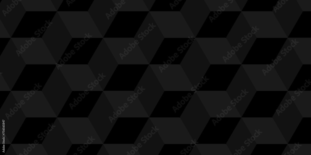 Minimal modern cube tile and mosaic wall grid backdrop hexagon technology transparent wallpaper background. black and gray geometric block cube structure backdrop grid triangle texture vintage design. - obrazy, fototapety, plakaty 