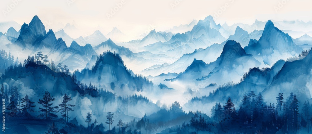 A watercolor painting of a mountain abstract art background modern for home decoration.