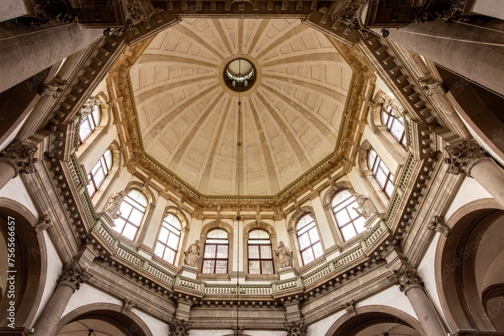 Ceiling decoration of Santa Maria della Salute church dome, Venice, Italy