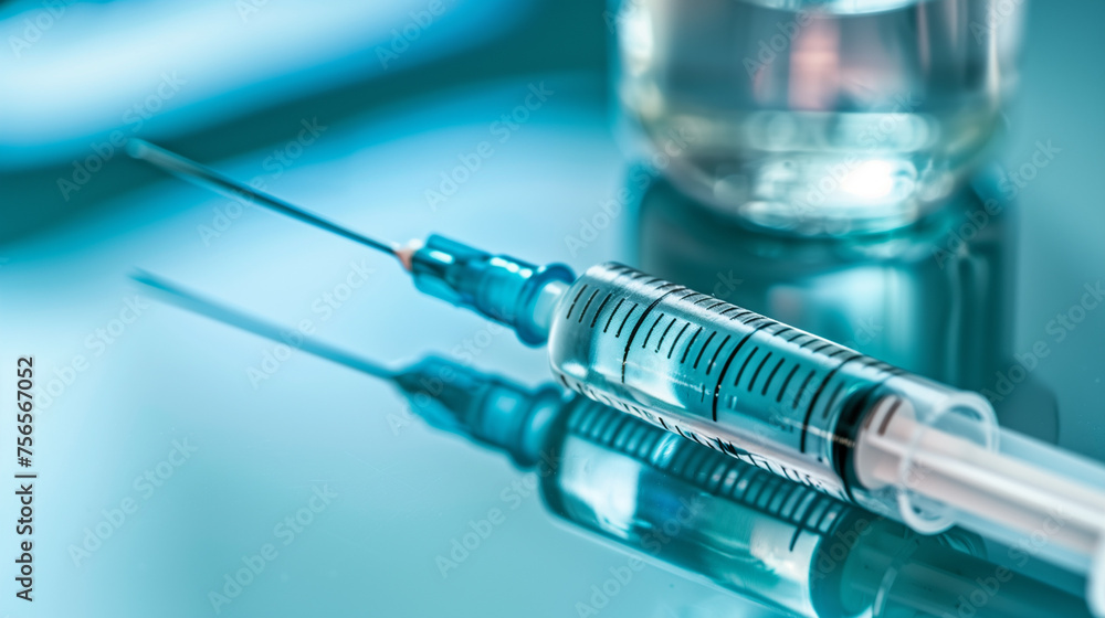 syringe and needle on blue background, ai syringe and needle on blue background, ai