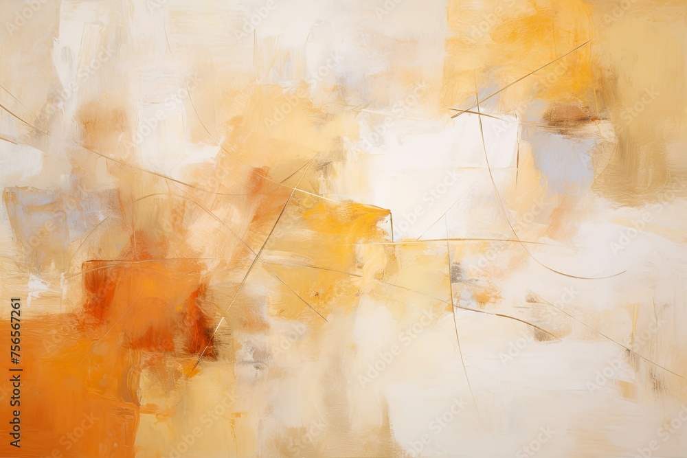 Obraz premium Abstract textured wallpaper. Pale orange, Ocher and White Rough Wall Oil Painting brush stroke pattern background