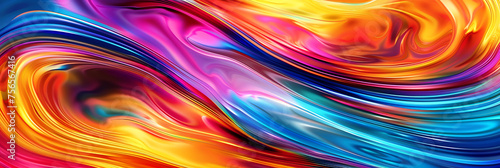 Vibrant swirl of purple  orange  pink  and magenta paint on textile