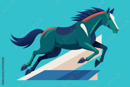 Fototapeta Naklejka Na Ścianę i Meble -  jumping horse vector illustration 