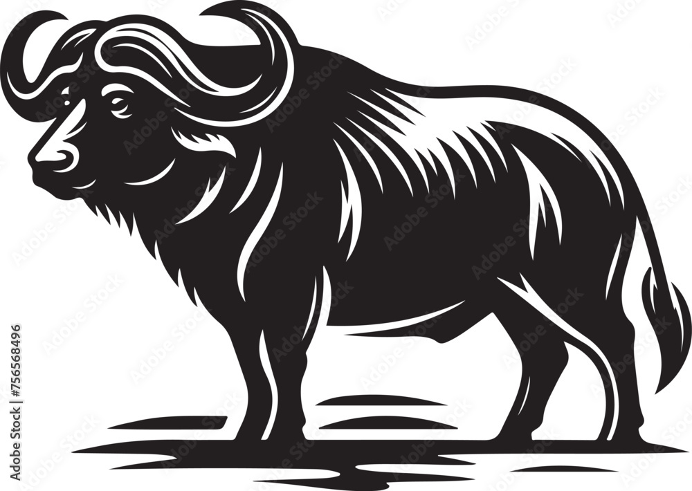Buffalo line art silhouette vector illustration Buffalo line art silhouette vector illustration
