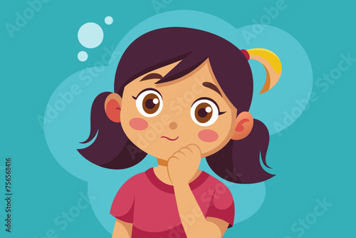 Thinking girl vector illustration 