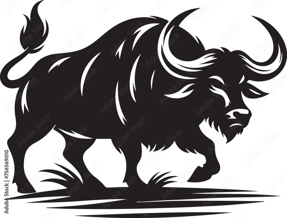 Buffalo line art silhouette vector illustration Buffalo line art silhouette vector illustration