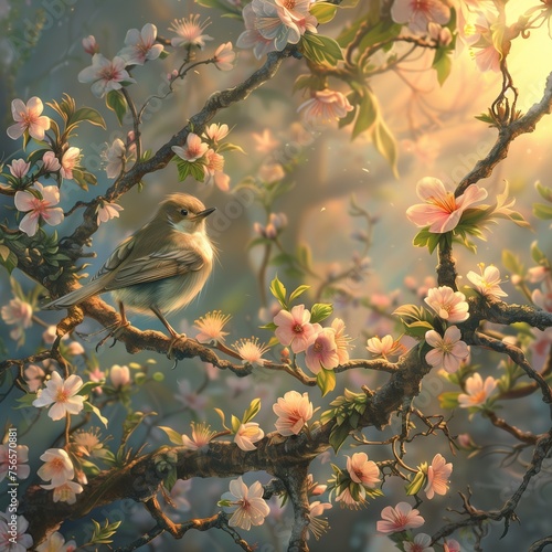 Thou shalt infuse thy background with elements of nature , such a bloomung flowers, chipring birds, and budding trees, to signify the awakening of spring. photo