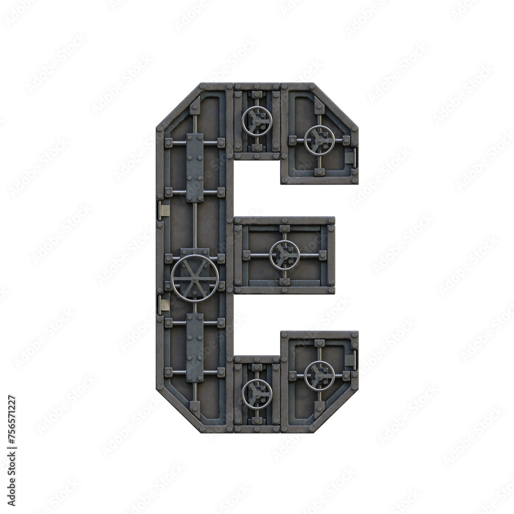Fototapeta premium Vintage Safe 3D Alphabet PNG Letters