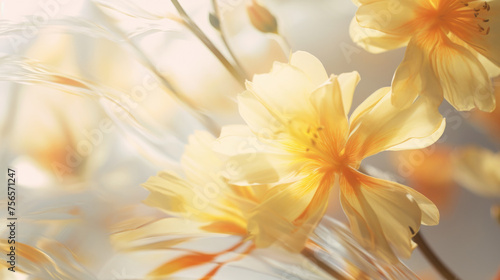 Ethereal yellow flowers in Soft Light Blurred floral Background © Top AI images