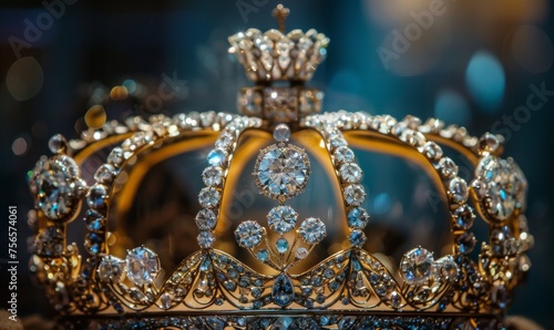 Royal crown set with a large central diamond