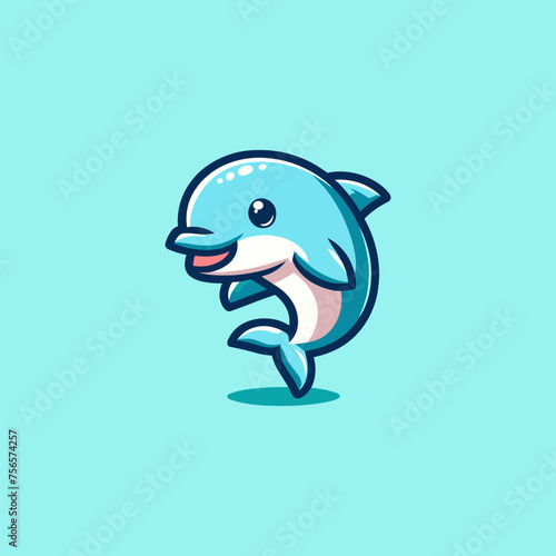 Dolphin Cute Mascot Logo Illustration Chibi Kawaii is awesome logo, mascot or illustration for your product, company or bussiness