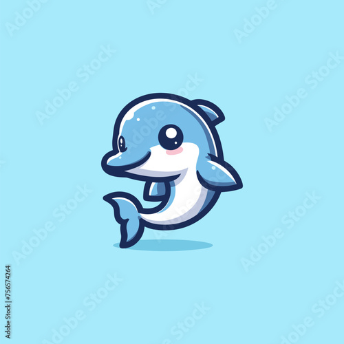 Dolphin Cute Mascot Logo Illustration Chibi Kawaii is awesome logo, mascot or illustration for your product, company or bussiness