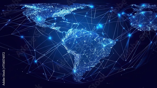 map of the world with lines and dot Abstract digital map concept of global network and connectivity, data world transfer and cyber technology,