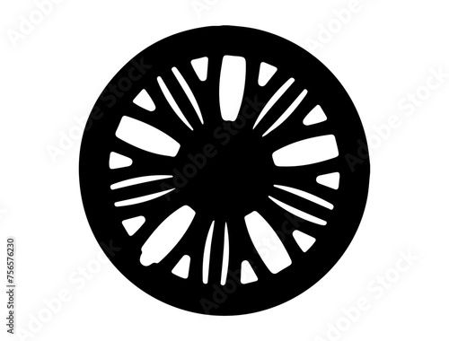 Car wheel rim cover silhouette vector art