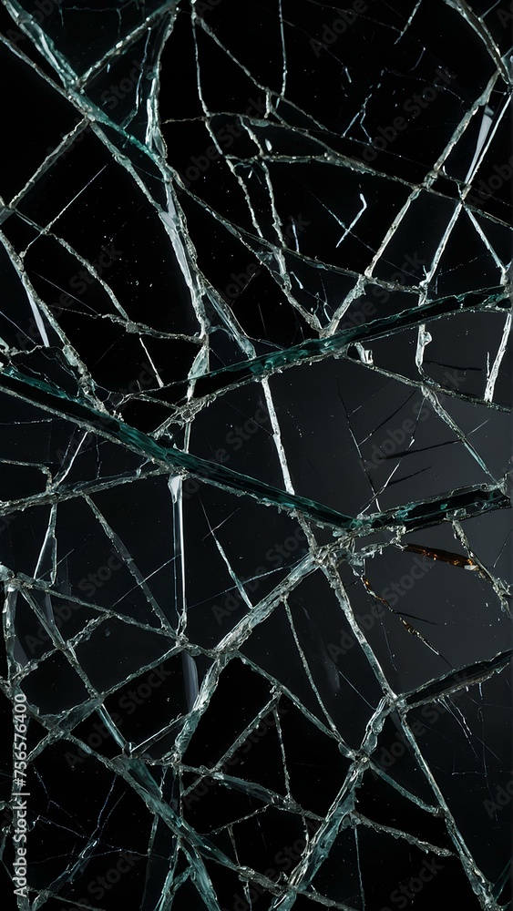 cracked glass on a black background.