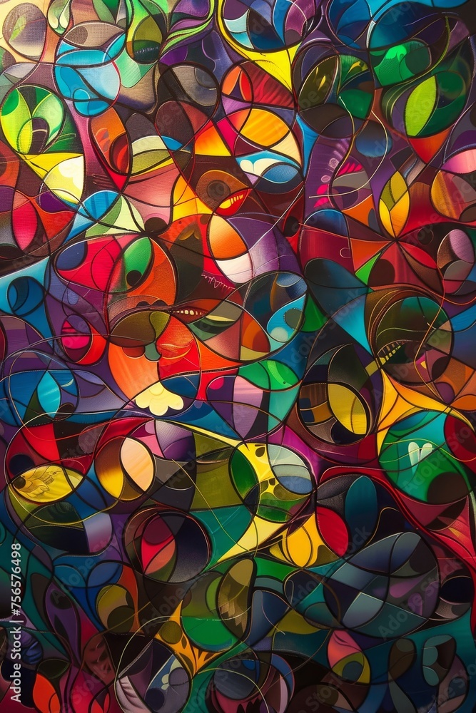 A vibrant abstract painting of swirling A vibrant abstract painting of swirling