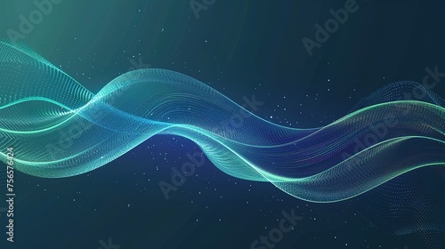 concept of technology Vector wavy lines pattern smooth curve flowing dynamic blue green gradient light --ar 16:9 Job ID: a8c8f02f-3be1-43fd-a6c7-c307d5c29b2d